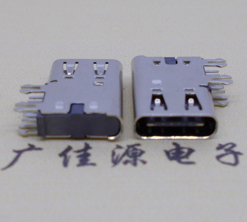 增城侧插USB3.1接头座子.90度type-c母座.6p侧插连接器
